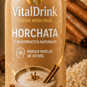 Botella de VitalDrink Horchata 500ml, bebida funcional natural para relajar el sistema nervioso, reducir estrés y mejorar el sueño.